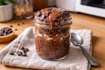 Шоколадный кекс в банке за 5 минут &mdash; готовим в микроволновке с какао. Простой рецепт без включения духовки