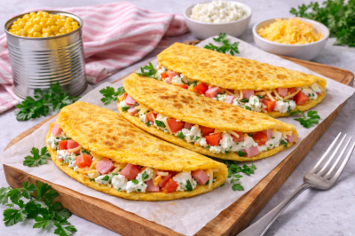 И никакой шаурмы не надо: банка кукурузы &mdash; и на столе чумовые лепешки с сырной начинкой